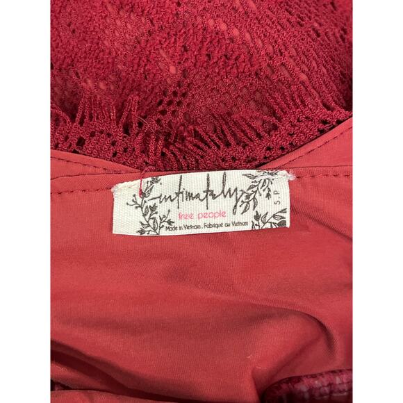 Free People Intimately Red Velvet Lace Halter Mini Dress NWT Size Small - Picture 3 of 13